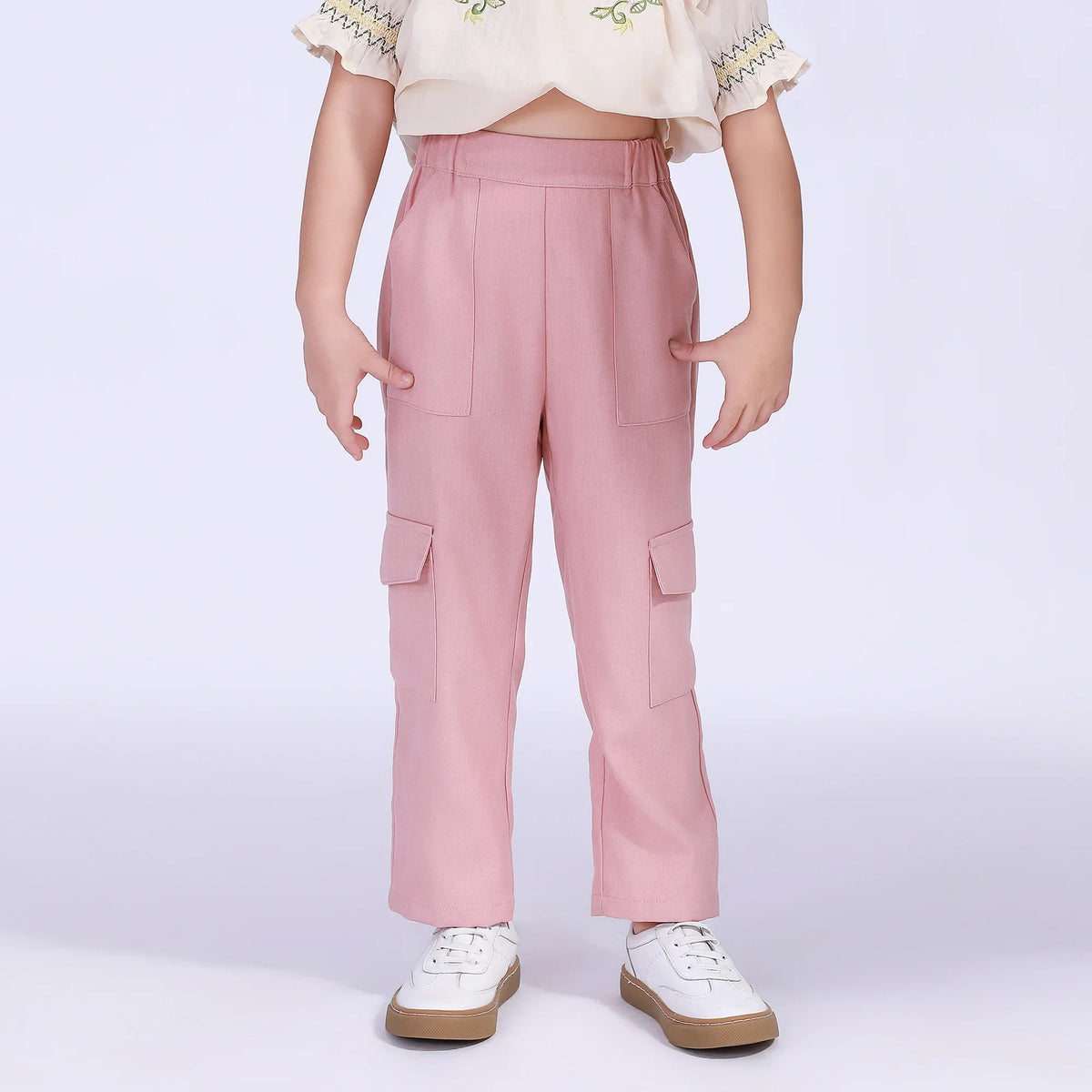 Pink Straight-Leg Street Look Pants For Girls Image