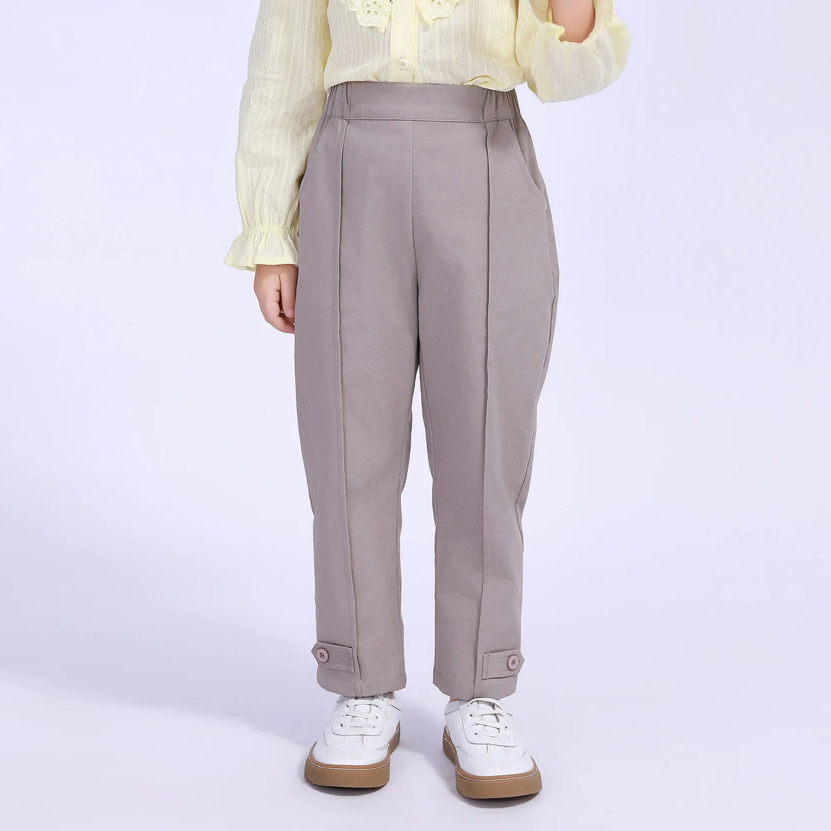Gray Ordinary Street Look Pants For Girls Image