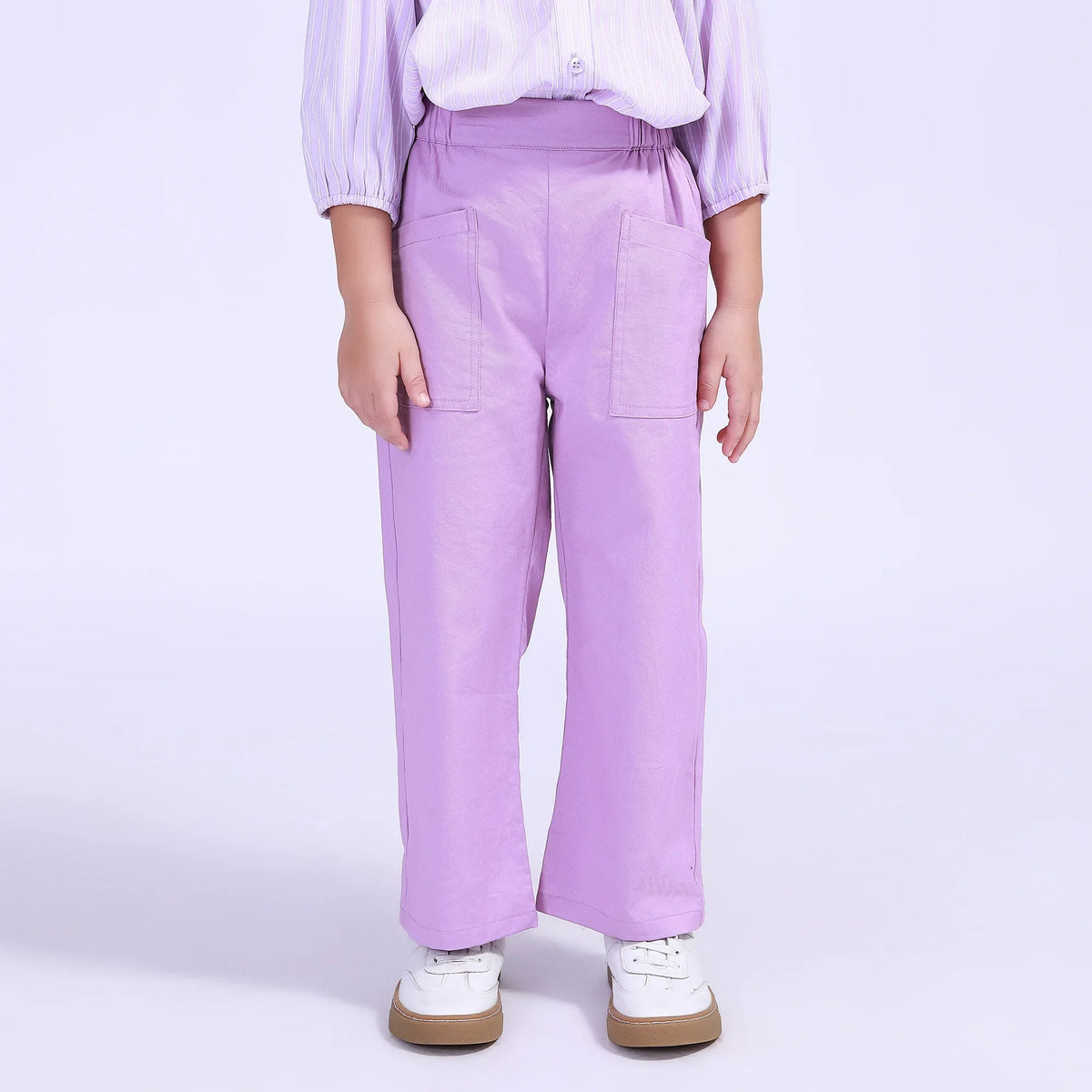 Purple Straight-Leg Street Look Pants For Girls Image