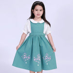 Green Floral Street Look Dress For Girls Image