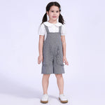 Navy Checked Street Look Overalls For Girls Image