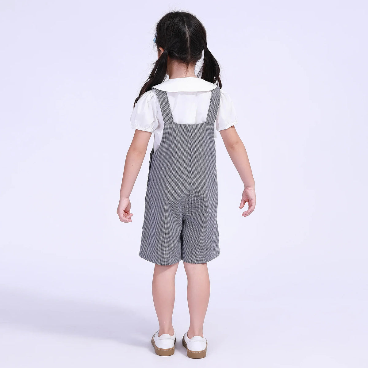 Checked Street Look Overalls For Girls Image