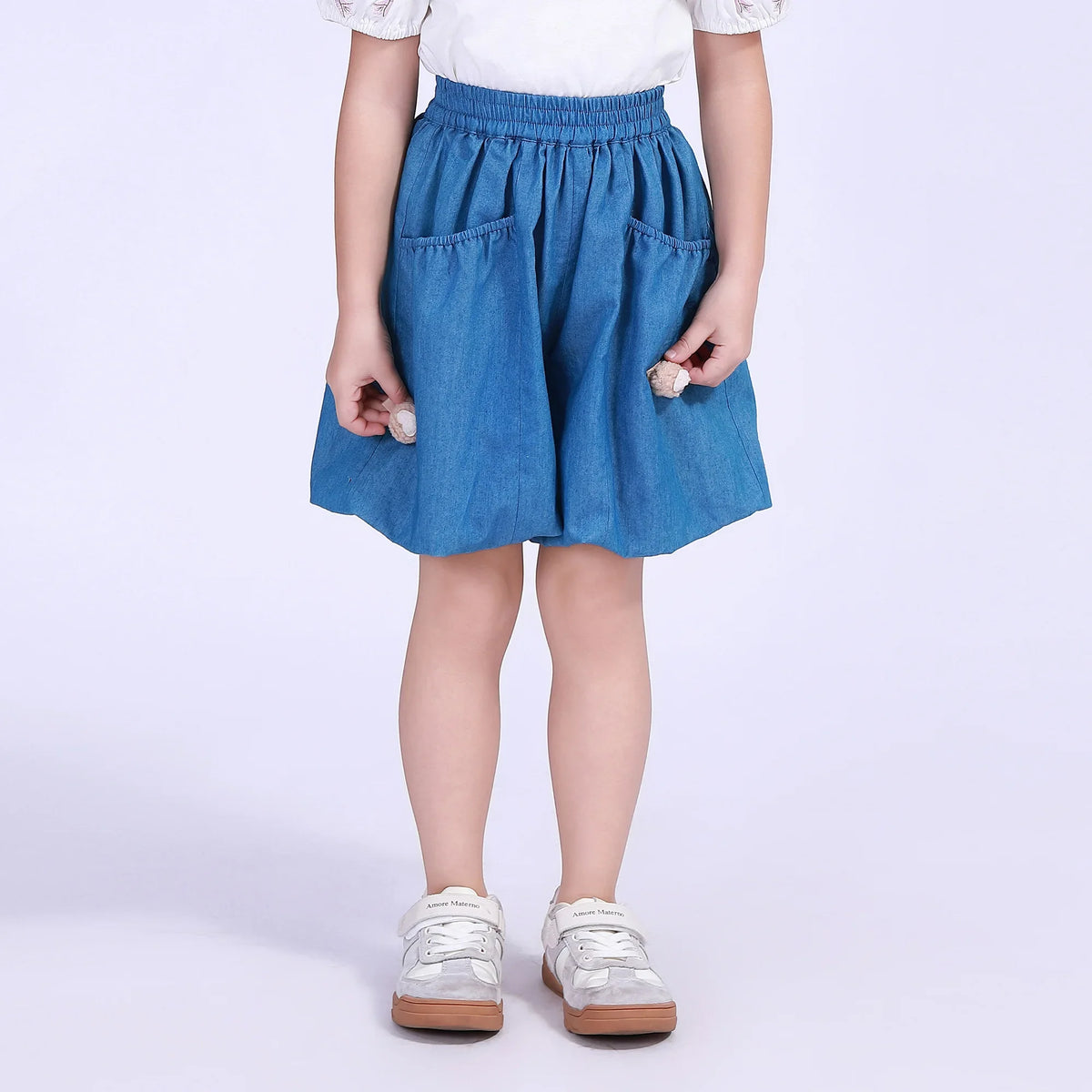 Blue Baggy Street Look Shorts For Girls Image