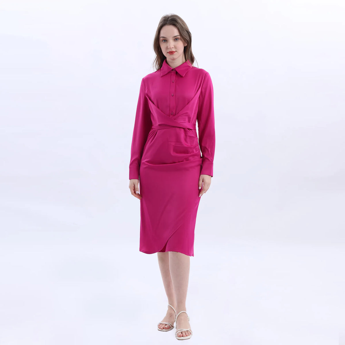 Rose Collar Velvet Fashion Dress For Women Image
