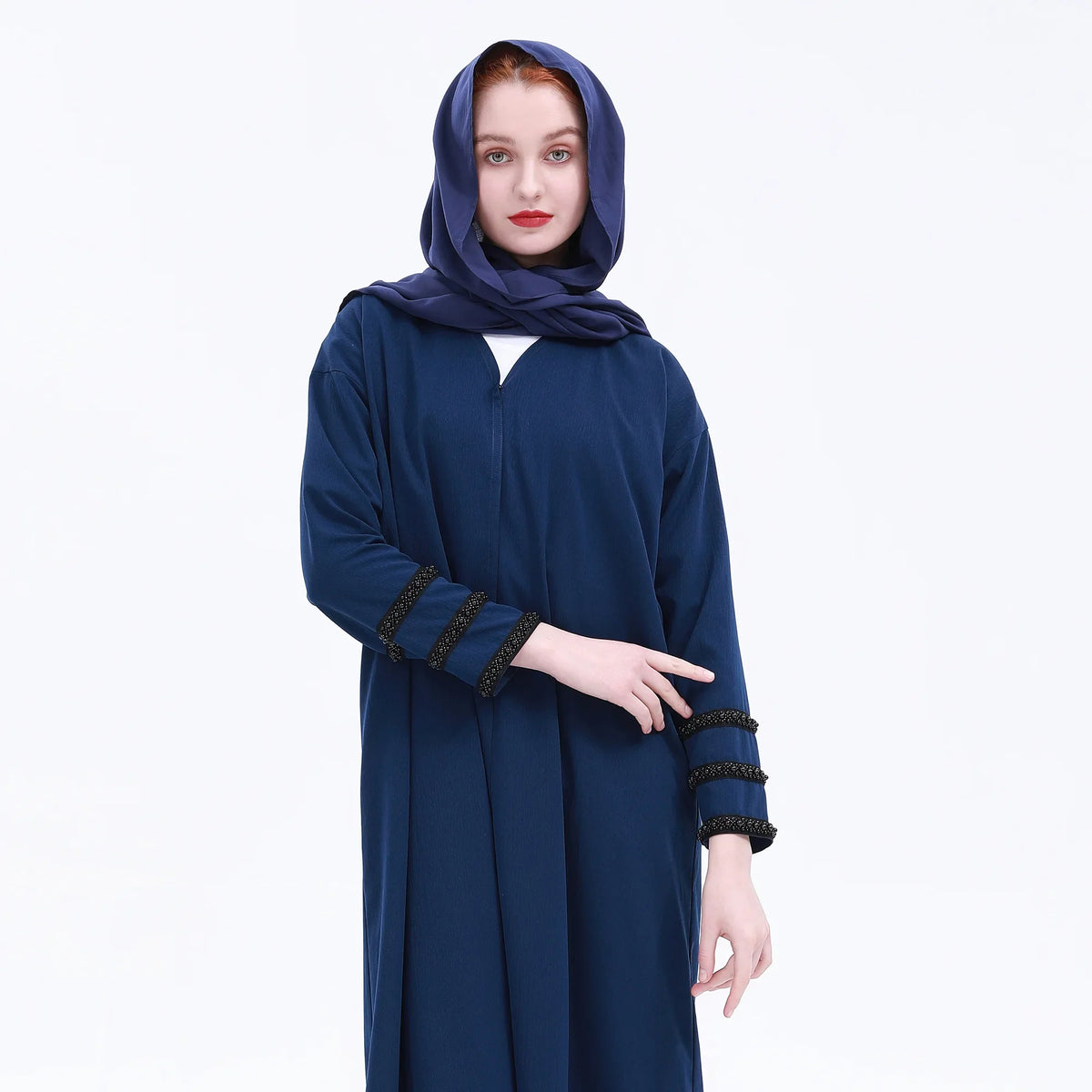 Navy Beaded Abaya Abaya For Women Image