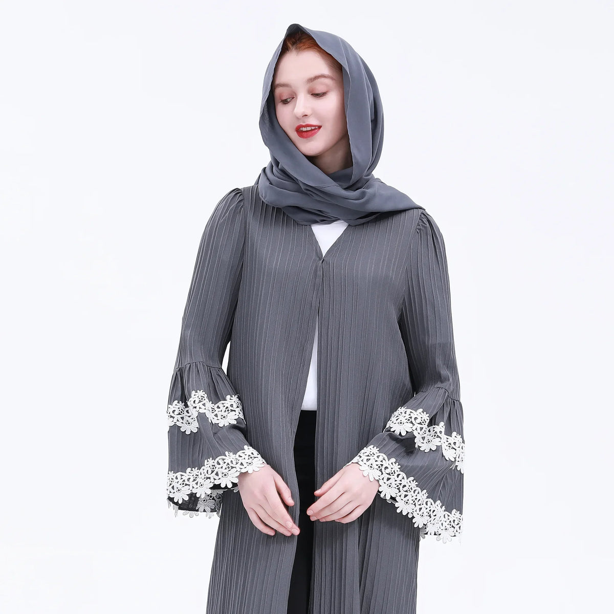 Dark Gray Floral Abaya Abaya For Women Image