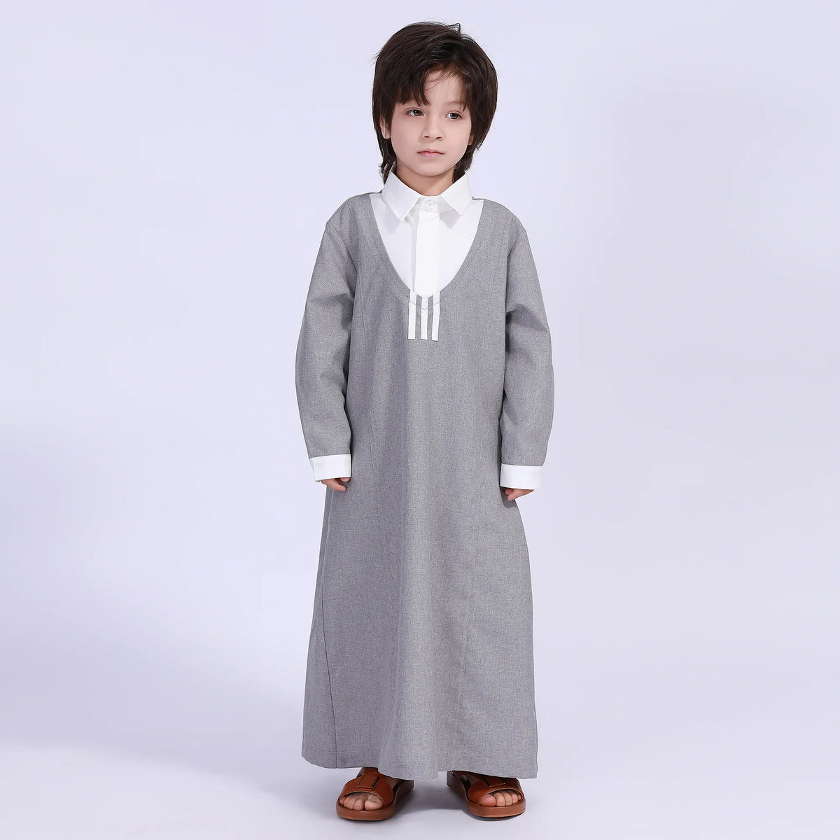 110 | 4-5Y Gray 110 | 4-5Y,89,83,39,- Color-Blocked Thoub Thoub For Boys Image