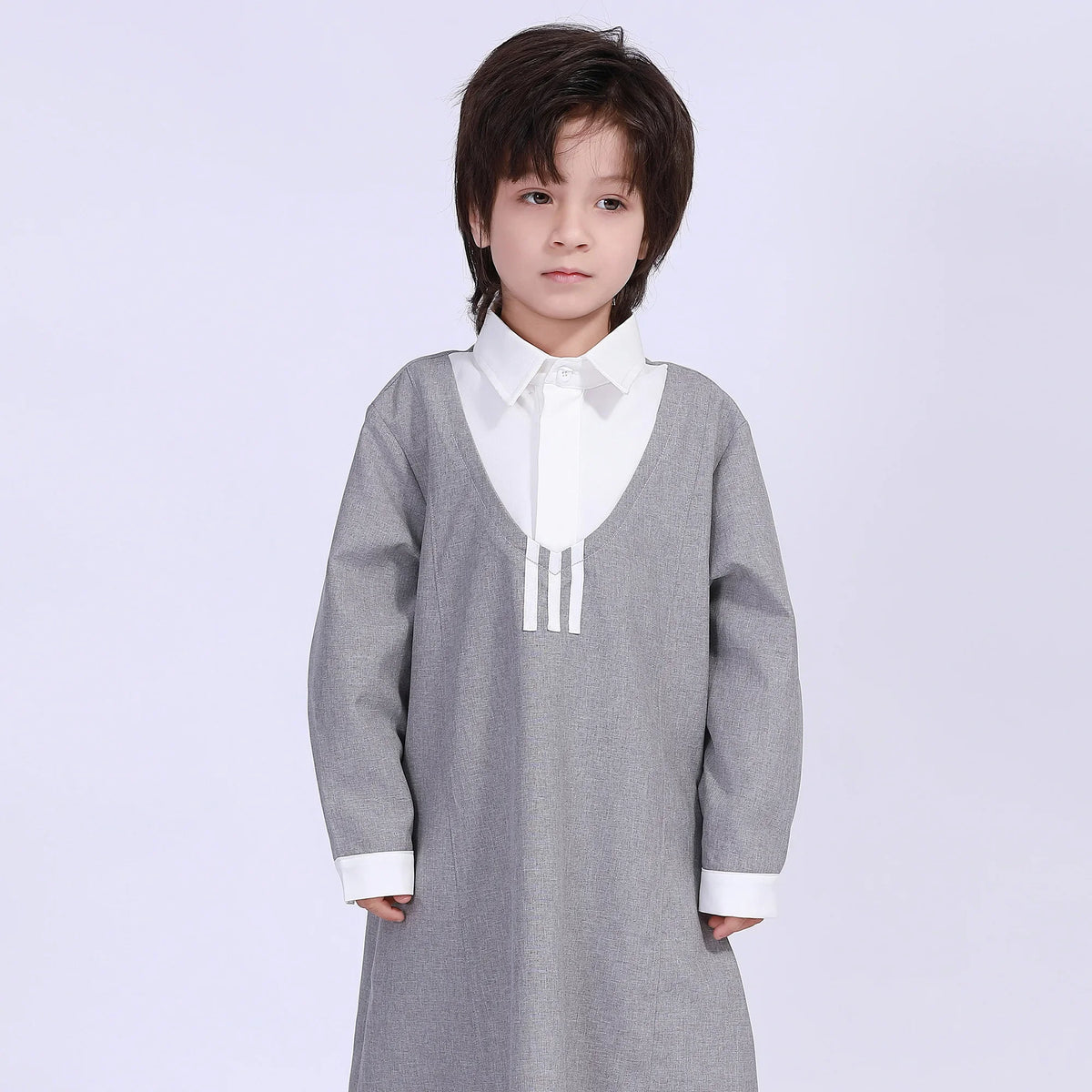 150 | 10-11Y Gray 150 | 10-11Y,109,99,53,- Color-Blocked Thoub Thoub For Boys Image