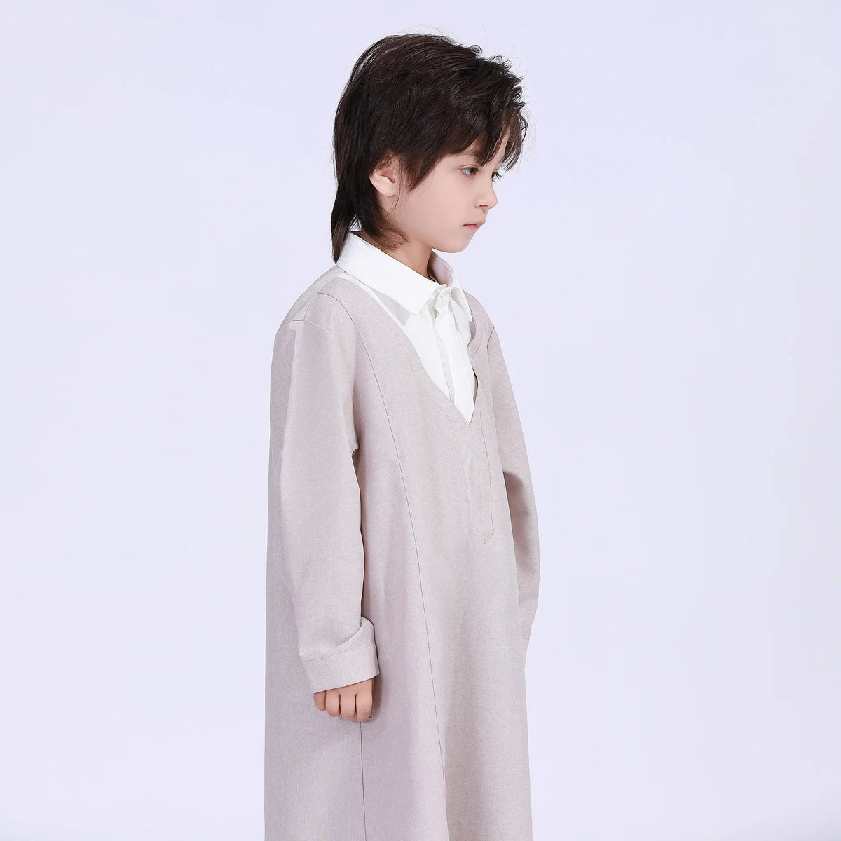 120 | 5-6Y Beige 120 | 5-6Y,94,87,42.5,- Color-Blocked Thoub Thoub For Boys Image