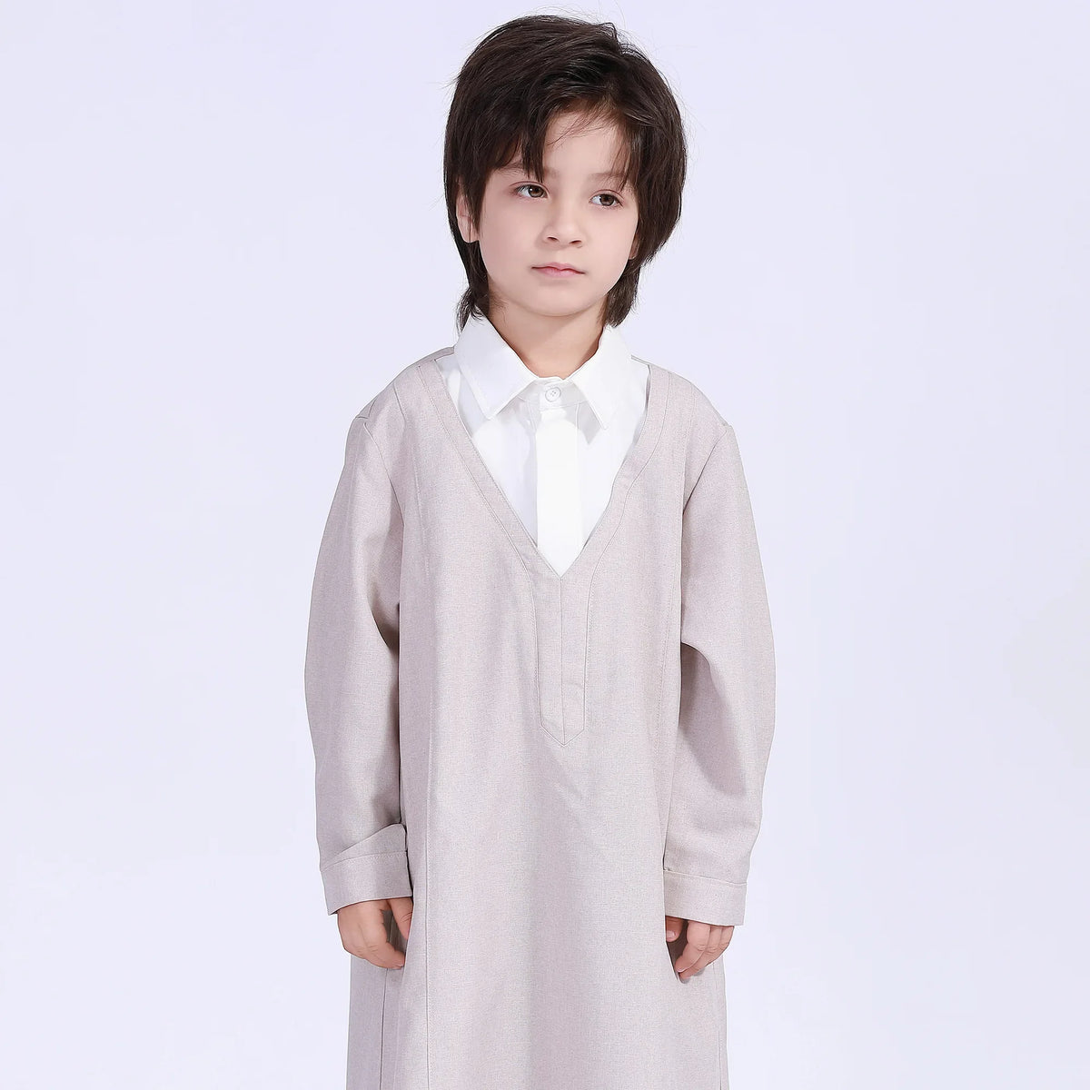 150 | 10-11Y Beige 150 | 10-11Y,109,99,53,- Color-Blocked Thoub Thoub For Boys Image