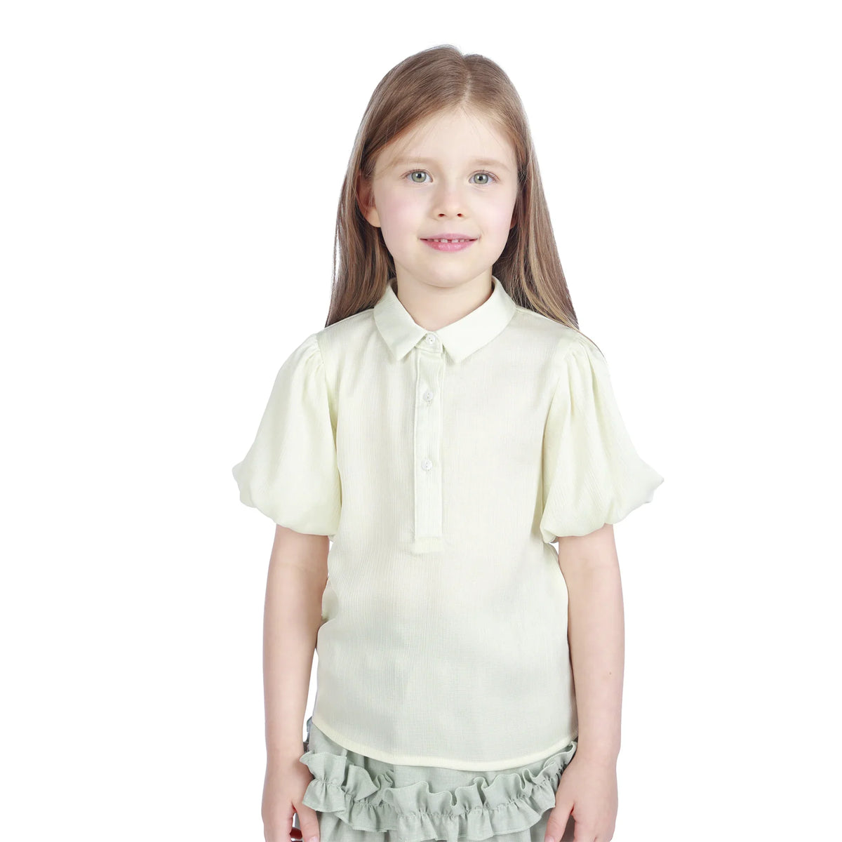 Light Beige Plain Formal Blouse For Girls Image