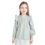 Light Green Plain Formal Blouse For Girls Image