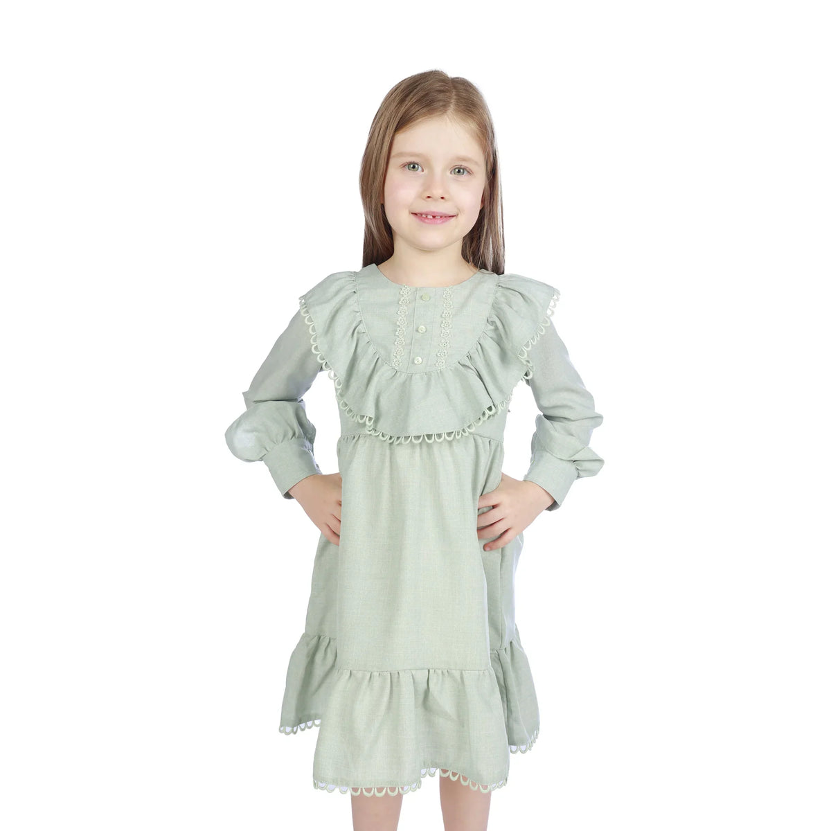 Light Green Floral Formal Dress For Girls Image