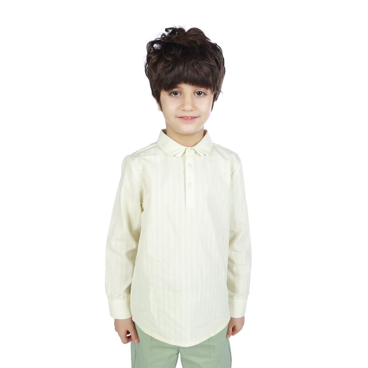 Beige Plain Formal Blouse For Boys Image