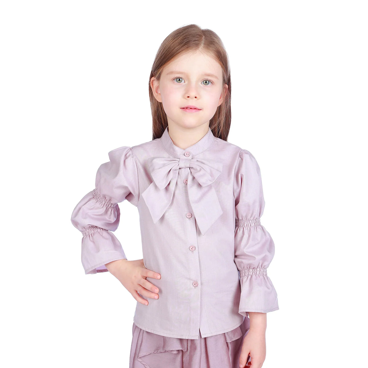 Light Purple Plain Formal Shirt For Girls Image