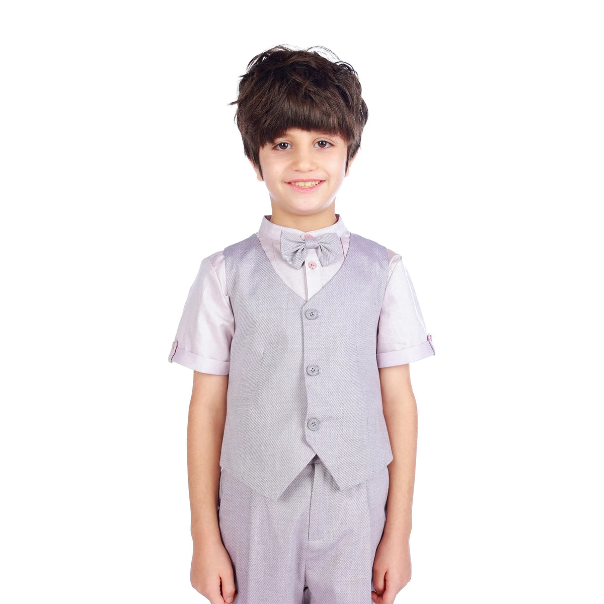 Dark Purple Solid Formal Waistcoat For Boys Image