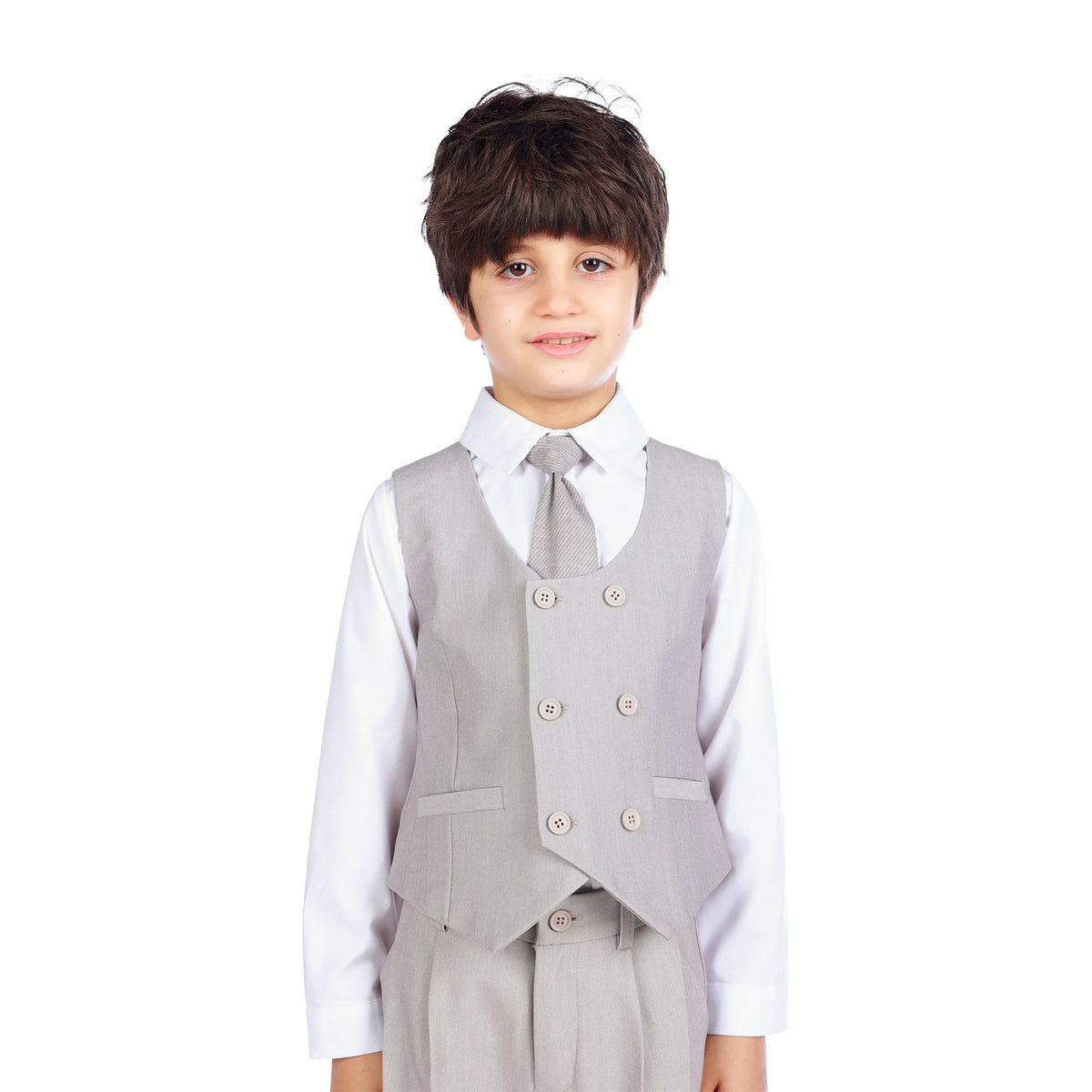 Dark Purple Solid Formal Waistcoat For Boys Image