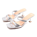Silver Elegant Slippers For Women Image