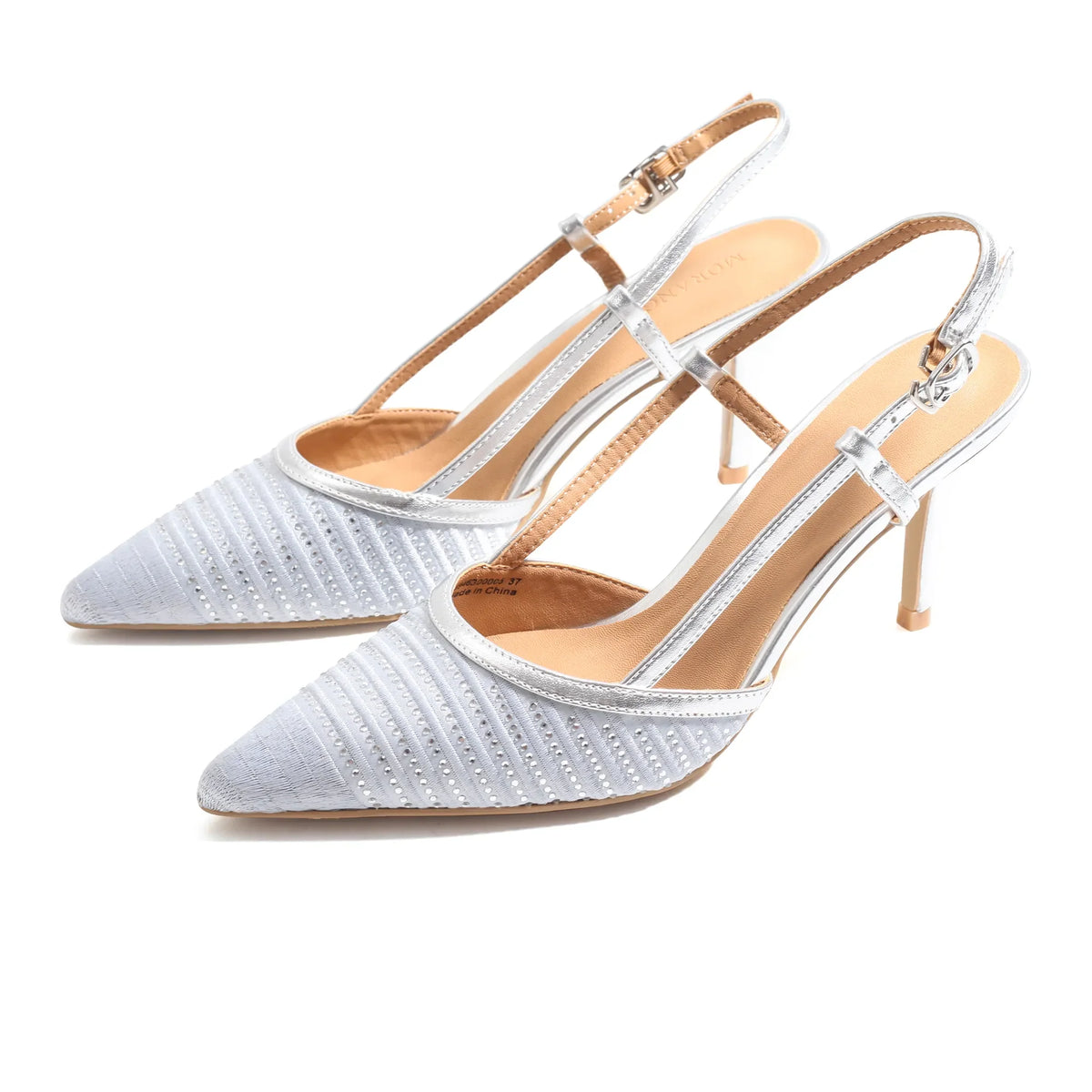 Silver Elegant High Heel Sandals For Women Image