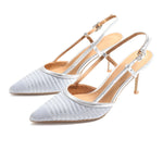 Silver Elegant High Heel Sandals For Women Image