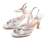 Silver Elegant High Heel Sandals For Women Image