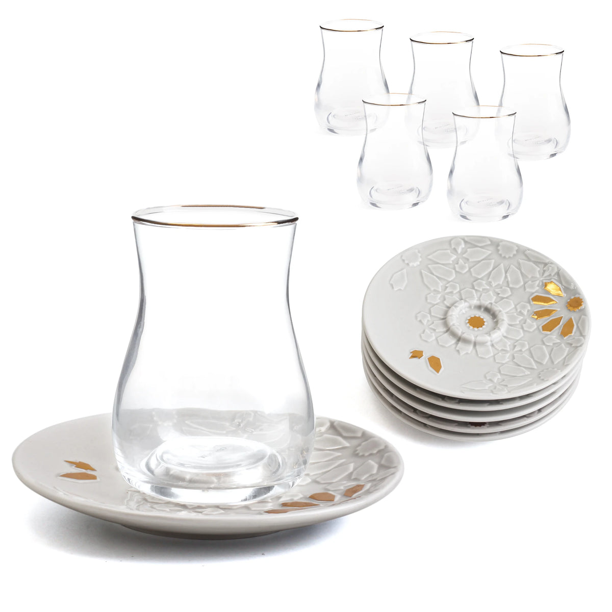 Free Gray Blue Tea Cup Set 12PC Image