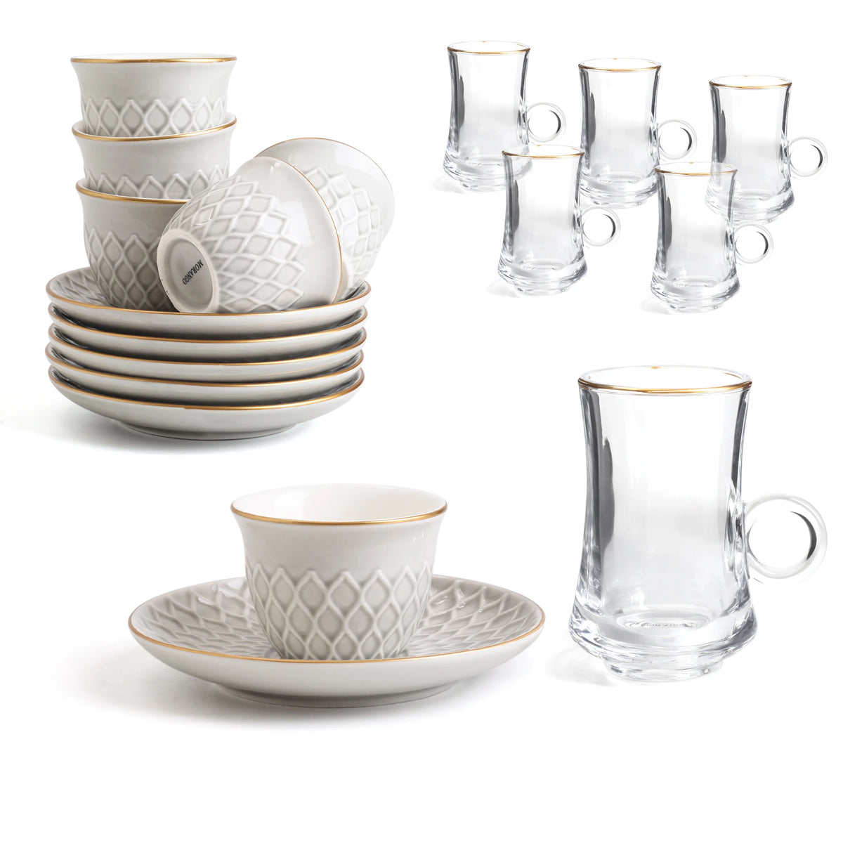 Free Gray Blue Tea & Coffee Cup Set 18PC Image