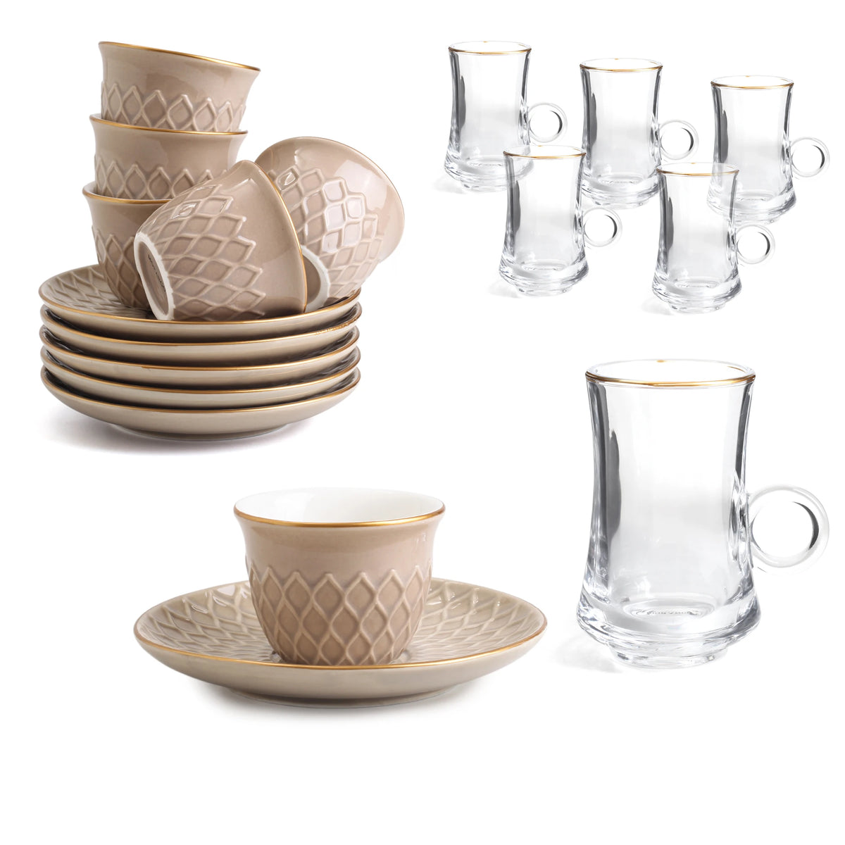Free Khaki Tea & Coffee Cup Set 18PC Image