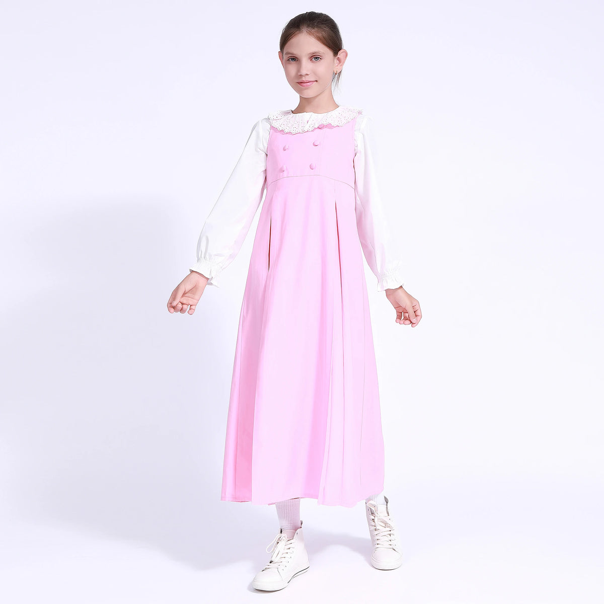 Pink Uniform Dress for Girls Image