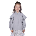 Light Grey Embroidery Classic Shirt For Girls Image