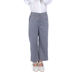 Dark Grey Striped Classic Pants For Girls Image