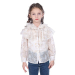 Beige Floral Classic Shirt For Girls Image