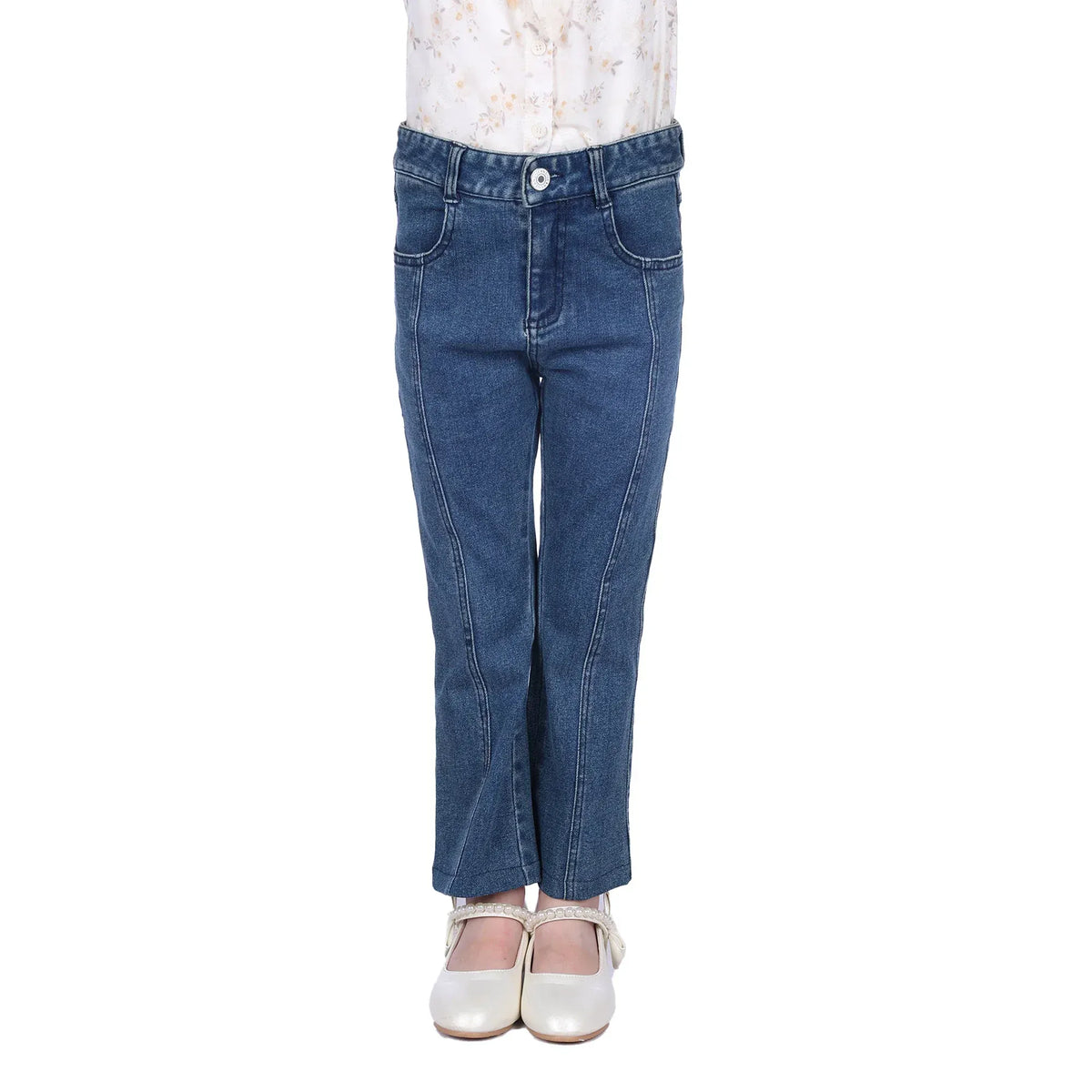 Jeans Blue Washed Jeans Classic Pants For Girls Image