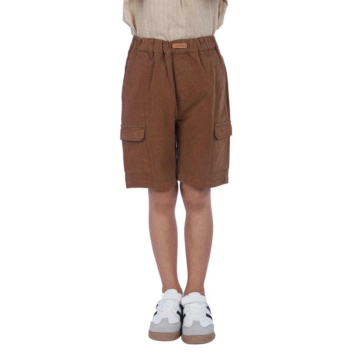 Brown Plain Classic Shorts For Boys Image