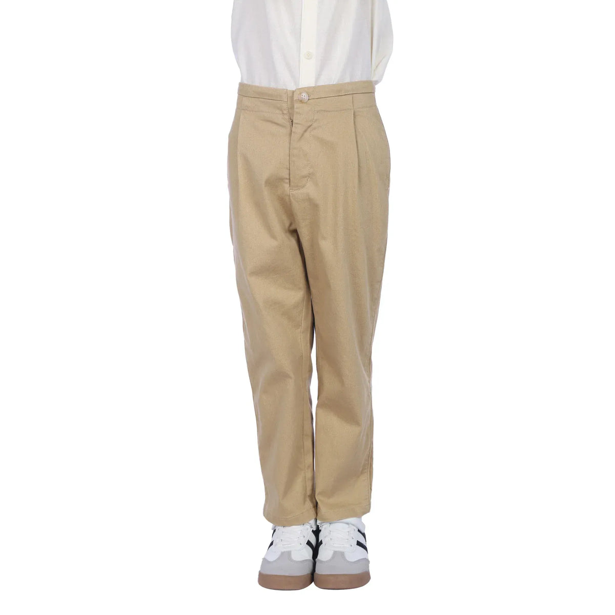 Khaki Plain Classic Pants For Boys Image