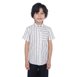 Grey Striped Classic Shirt For Boys Image