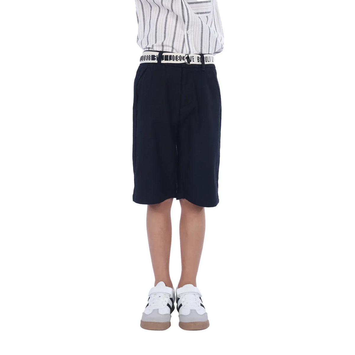 Black Plain Classic Shorts For Boys Image