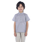 Dark Grey Striped Classic Blouse For Boys Image