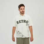 Light Beige Printed Polo Shirt for Men Image