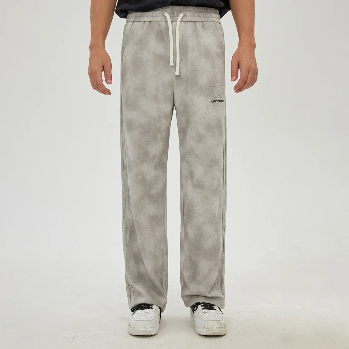 Grey Green Tie-Dye Pants for Men Image