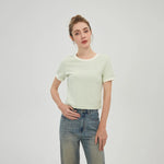 Tea Green Embroidery T.Shirt for Women Image