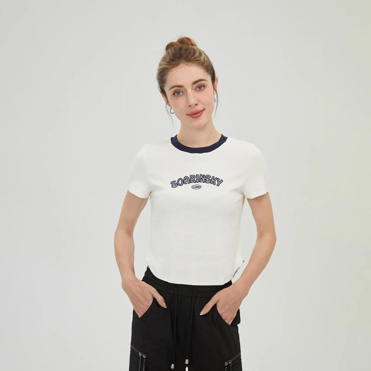 Off White Embroidery T.Shirt for Women Image