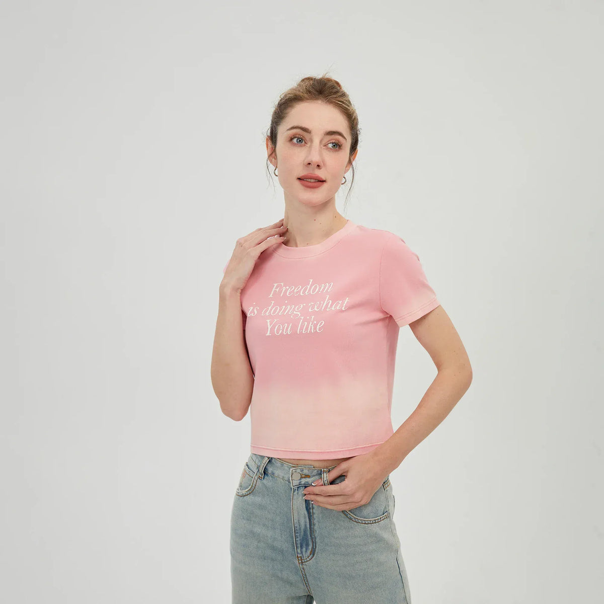 Pink Printed T.Shirt for Women Image