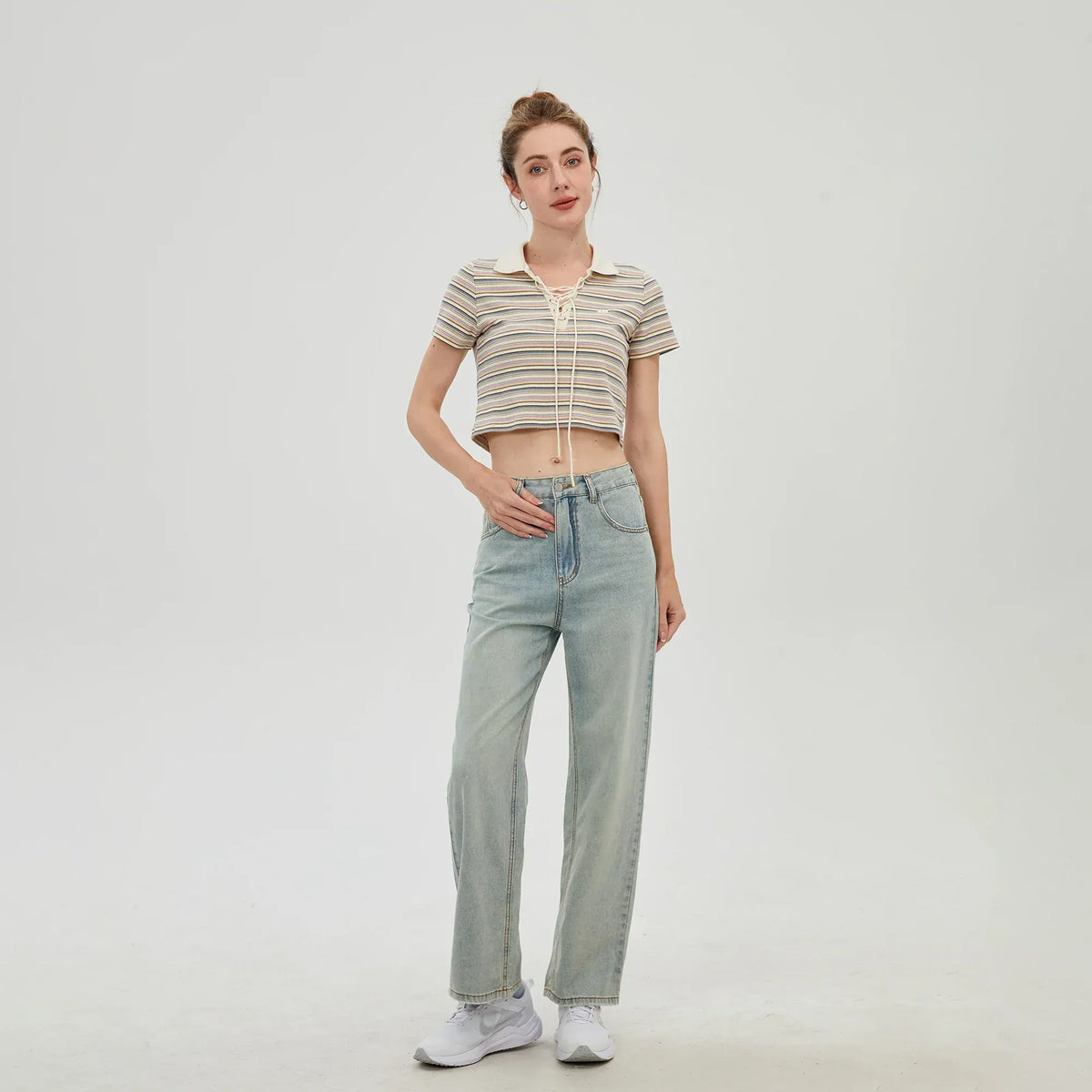 Striped Polo Shirt for Women Image