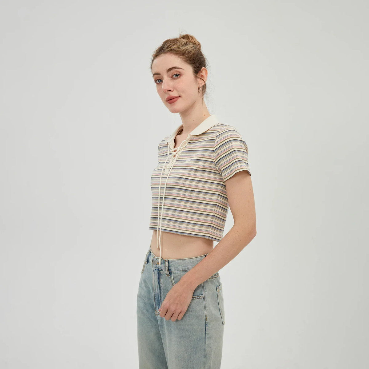 Striped Polo Shirt for Women Image