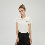 Off White Embroidery Polo Shirt for Women Image