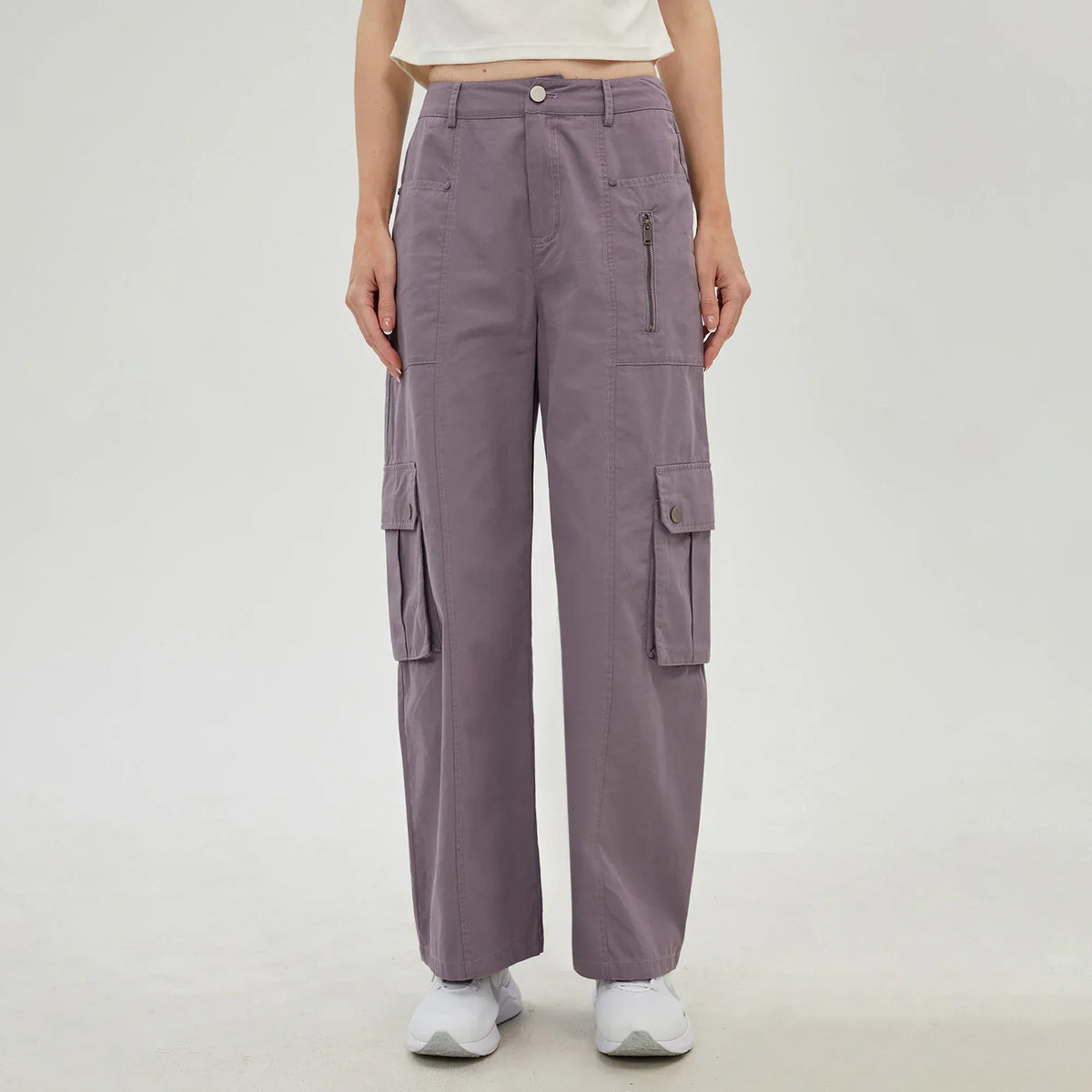 Purple Plain Pants for Women Image