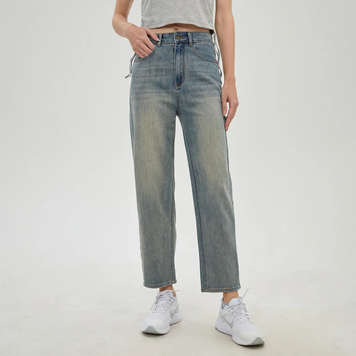 Jeans Blue Washed Jeans Pants for Women Image