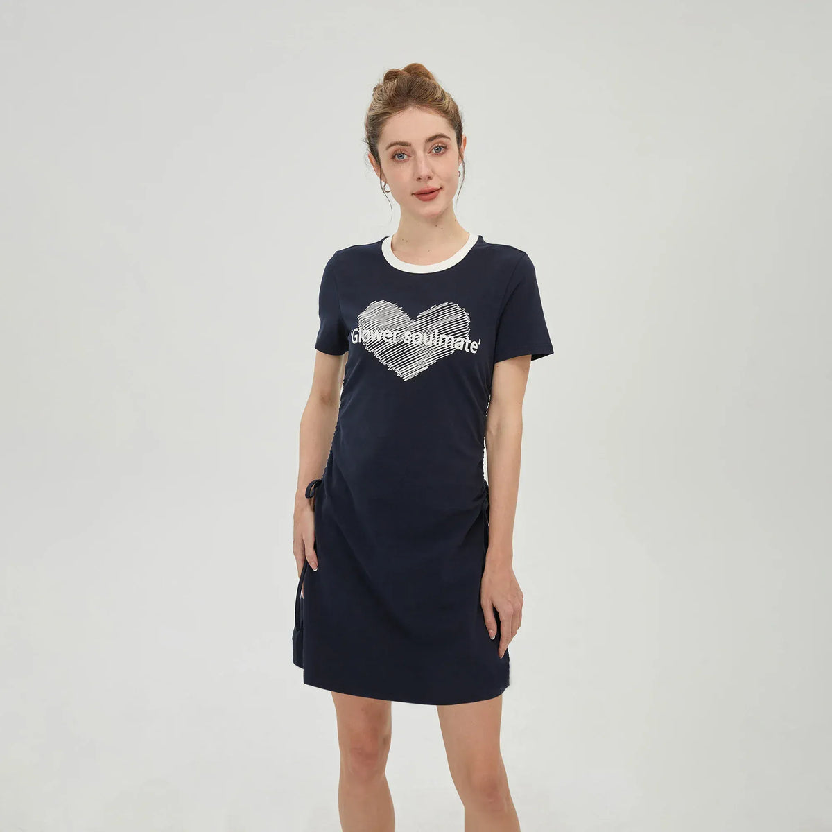 Dark Blue Printed Dress for Women Image