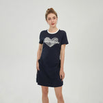 Dark Blue Printed Dress for Women Image